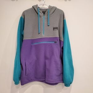 Massive Outdoor Fleece Colour Block Hoodie 3/4 Zip with Zippered Pocket